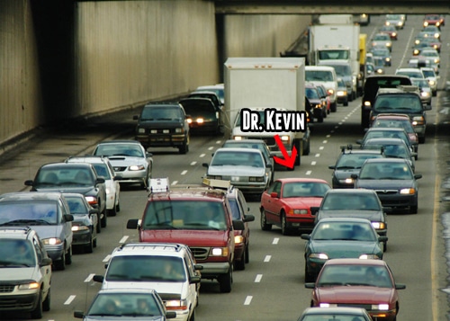 Dr. Kevin in a traffic jam